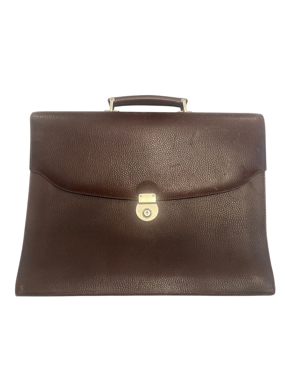 Barney’s New York Brown Pebbled Leather Briefcase